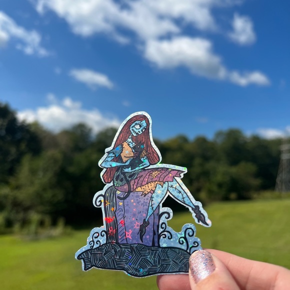💜✨ Sally nightmare before Christmas holographic glitter Halloween sticker 3” - Picture 4 of 6